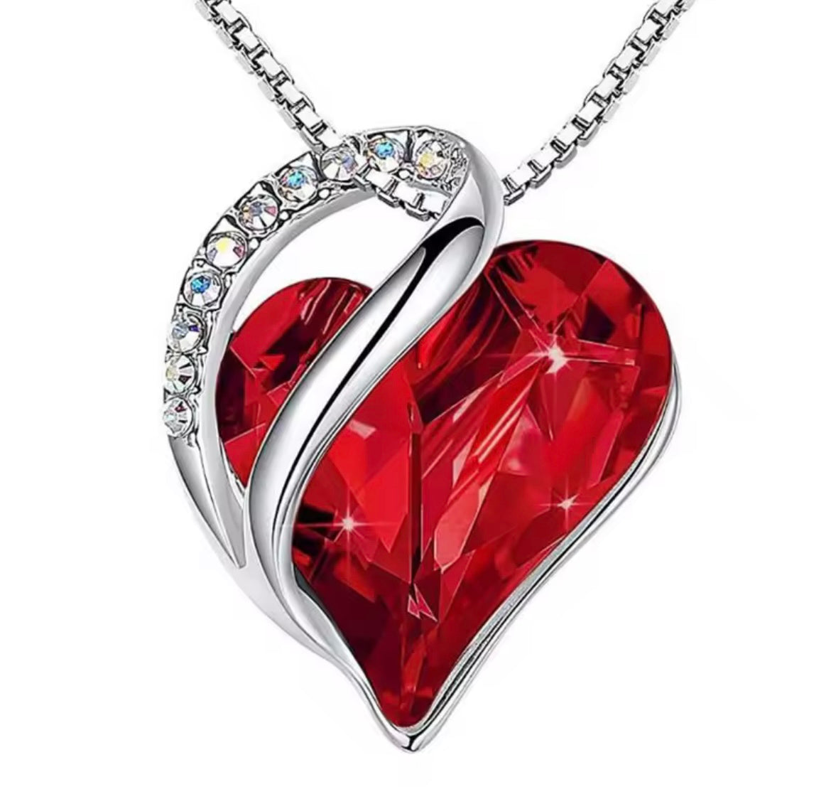 925 Sterling Silver Heart Necklace with Eternal Rose Jewellery Box