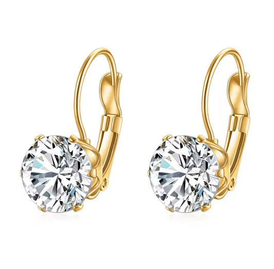 Stainless Steel Crystal Drop Earrings