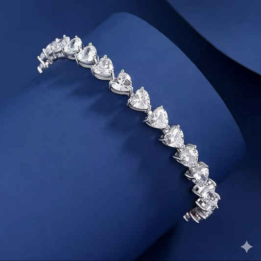 925 Sterling Silver Heart Cut Moissanite Luxury Bracelet