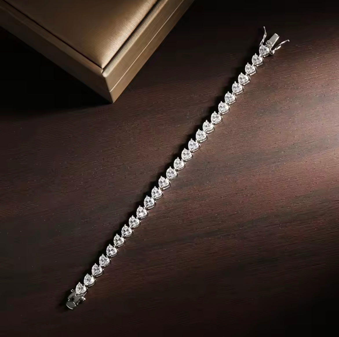 925 Sterling Silver Heart Cut Moissanite Luxury Bracelet