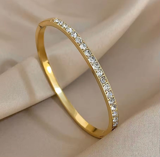 14K Gold zircon bangle