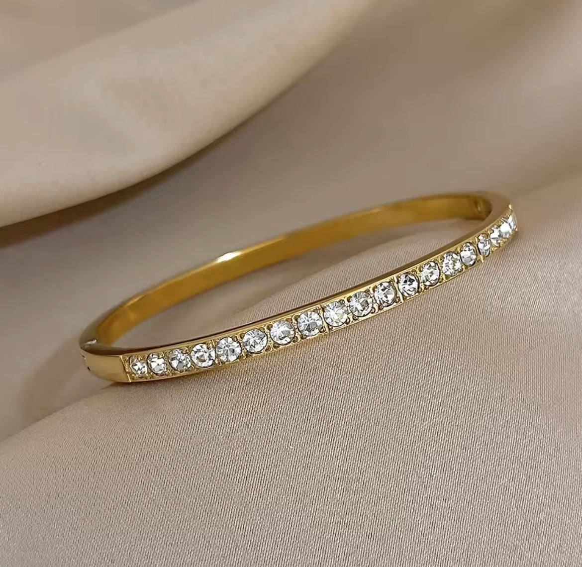 14K Gold zircon bangle