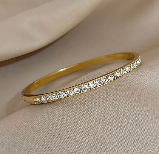 14K Gold zircon bangle