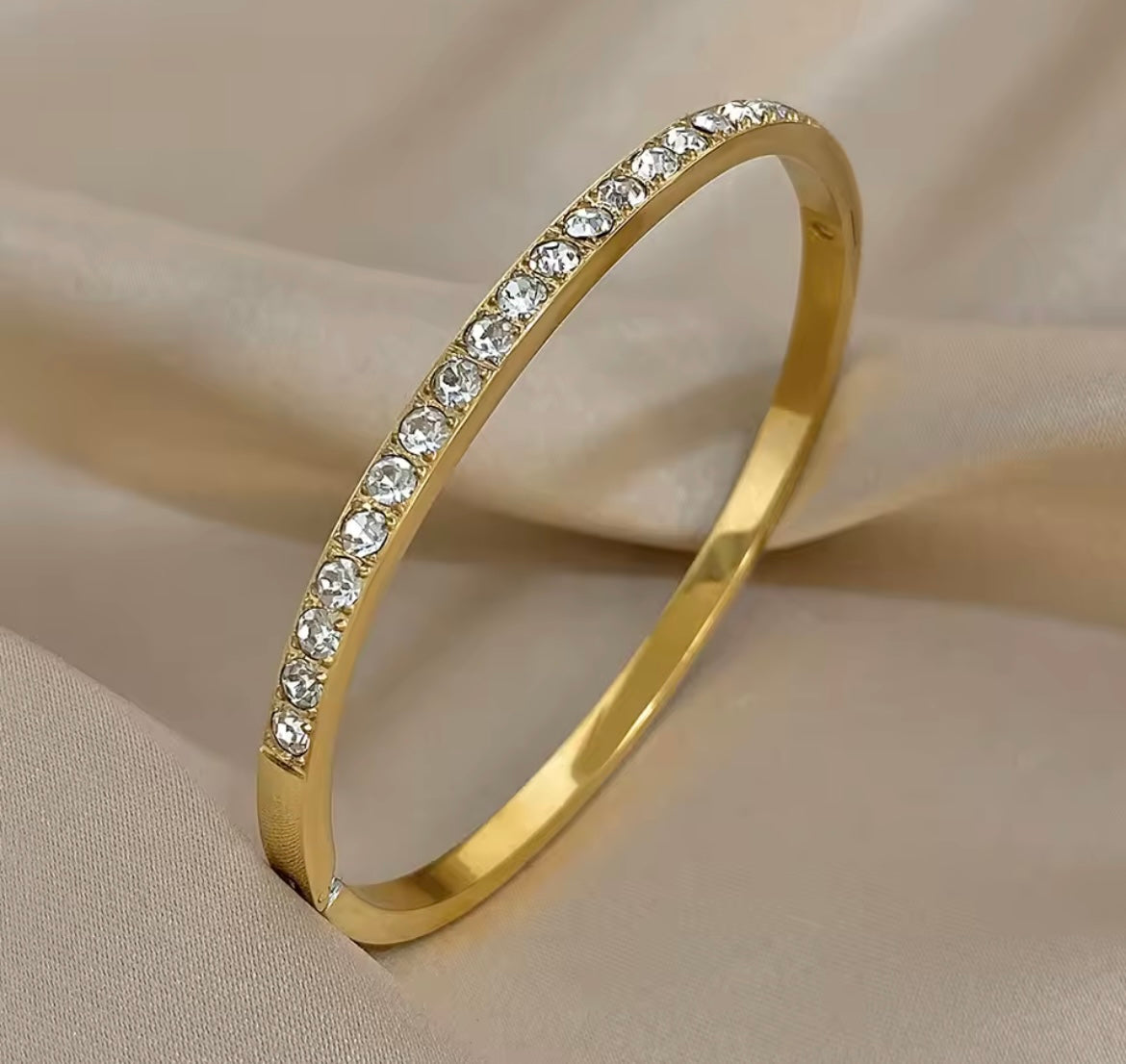 14K Gold zircon bangle
