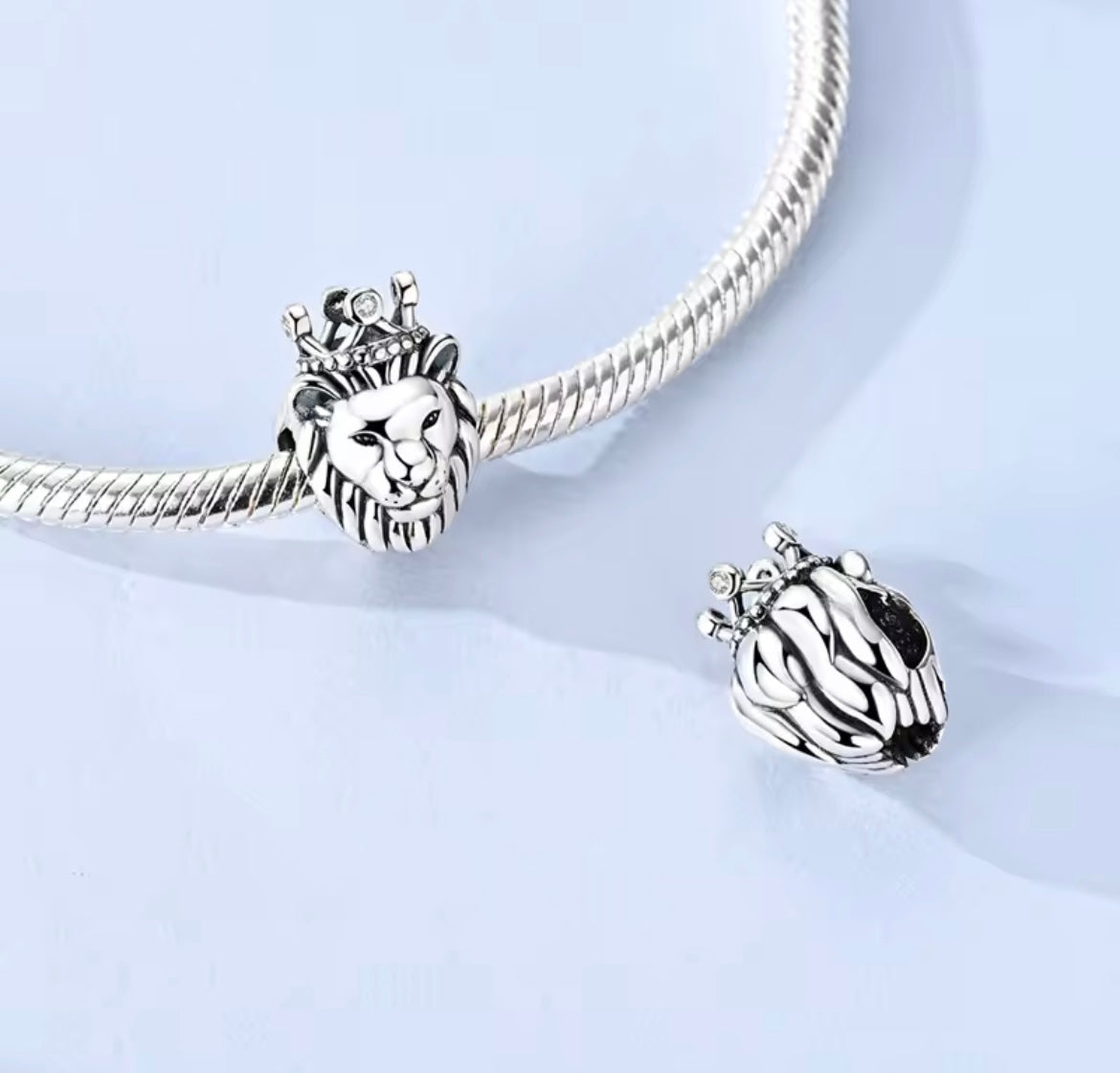 925 Sterling silver Crown Lion king charm