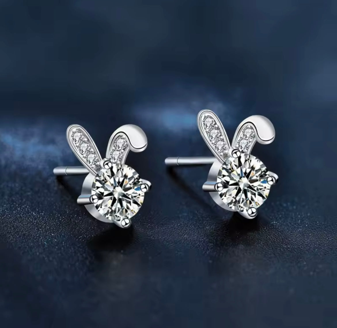 925 Sterling Silver Moissanite rabbit earrings