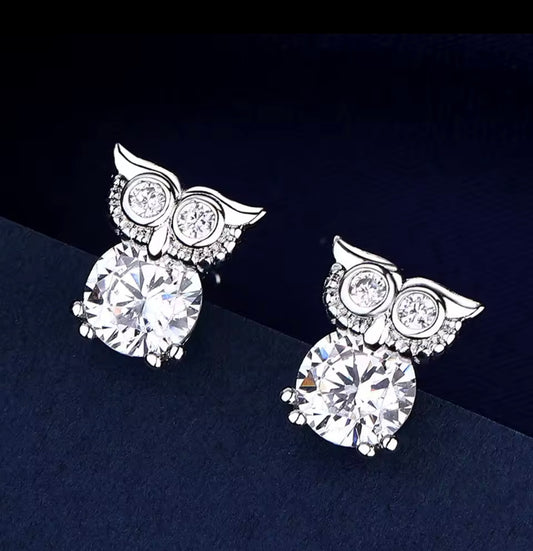 925 Sterling silver owl earrings