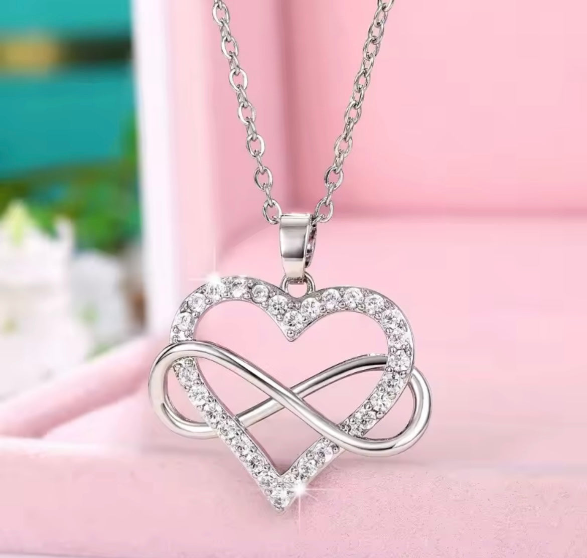 925 Sterling silver heart Infinity necklace
