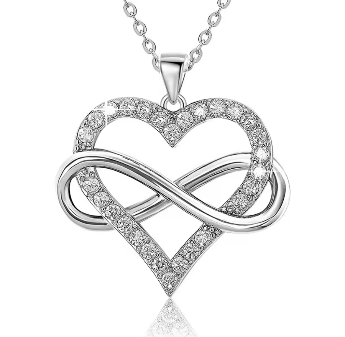 925 Sterling silver heart Infinity necklace