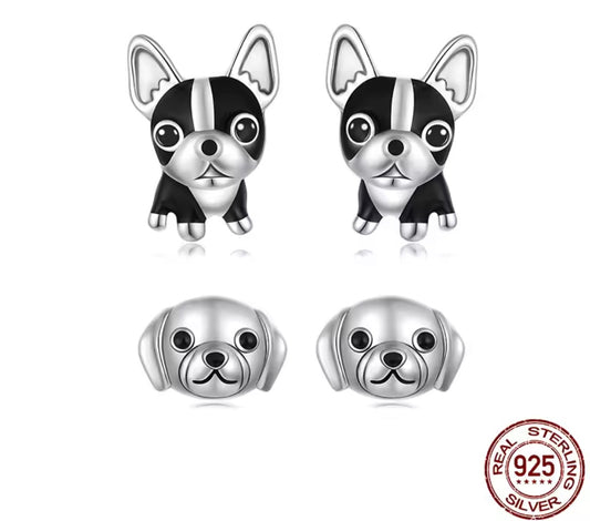 925 Sterling Silver Dog earrings