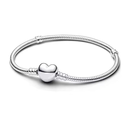 925 Sterling silver heart bead charm bracelet