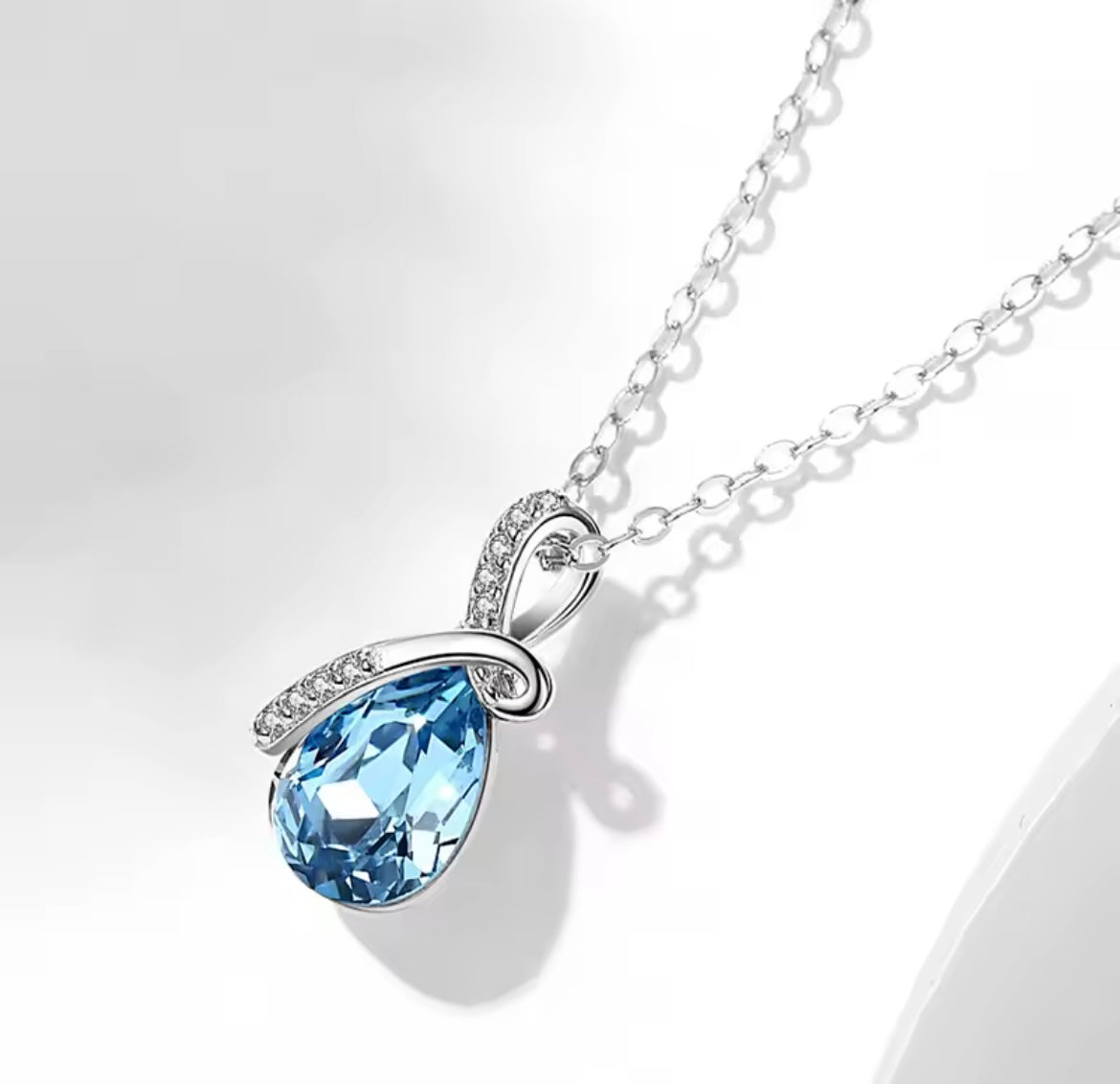 925 Sterling silver Blue Water Droplet necklace