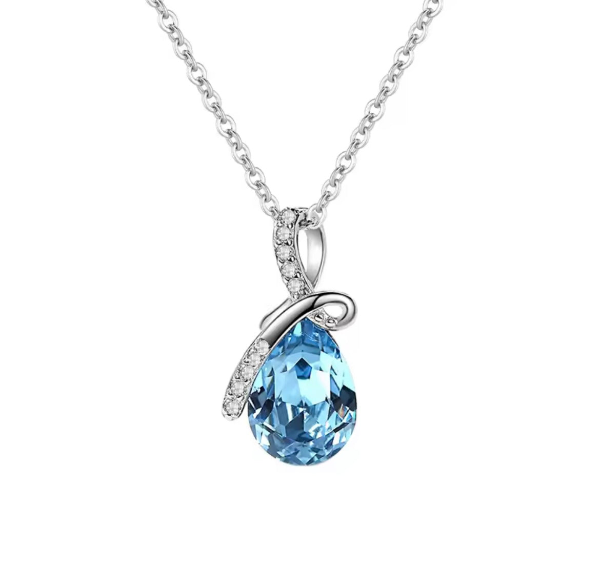 925 Sterling silver Blue Water Droplet necklace
