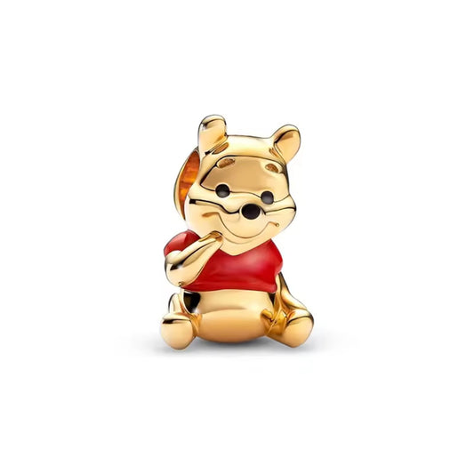 925 Sterling silver Winnie the Pooh gold charm