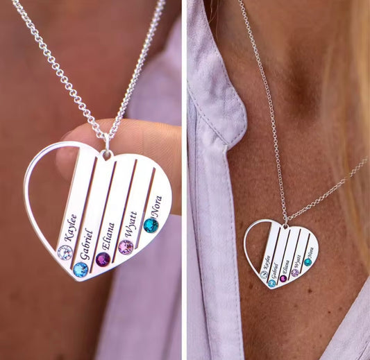Personalised Family Name Heart Necklace