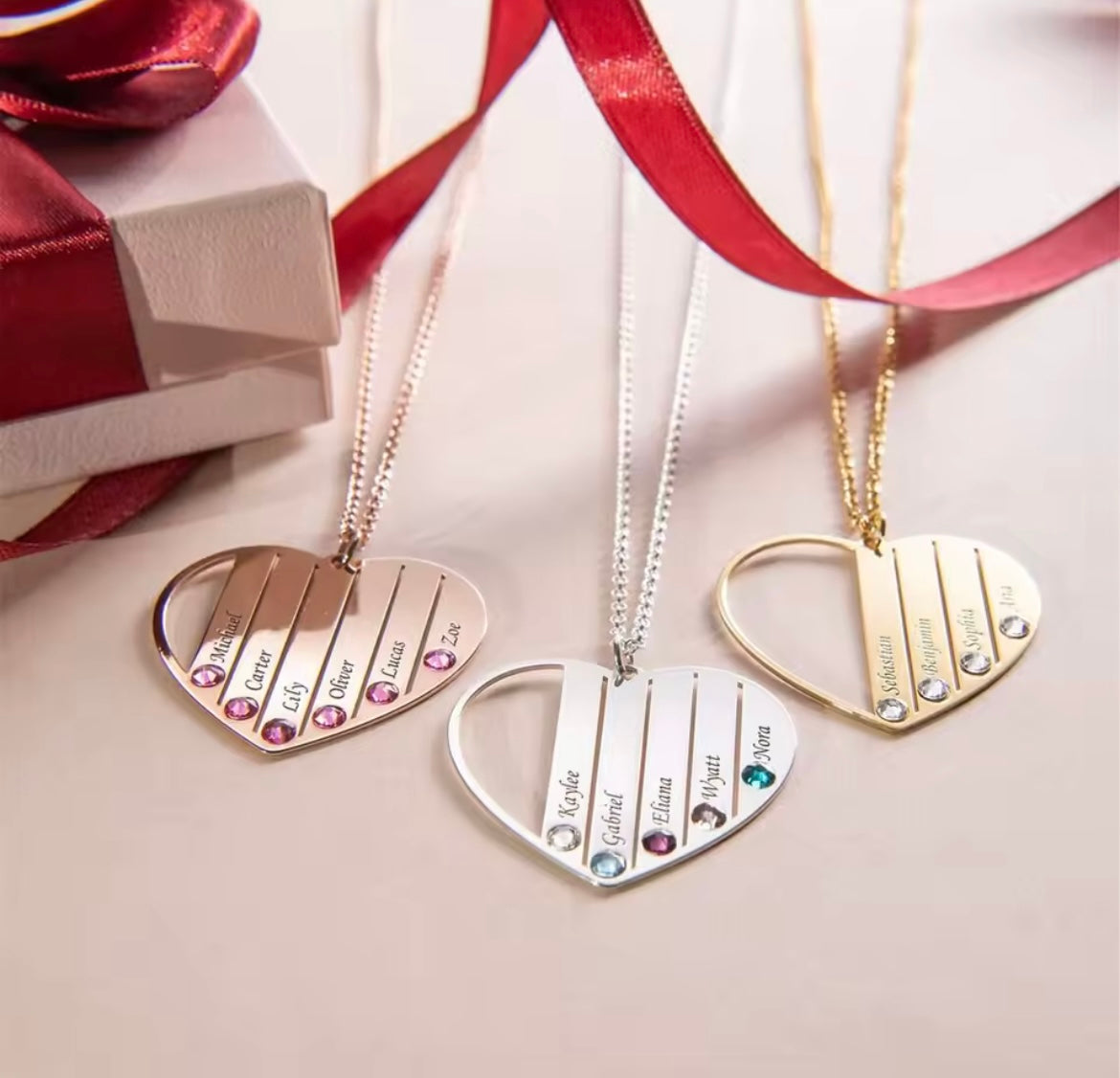 Personalised Family Name Heart Necklace