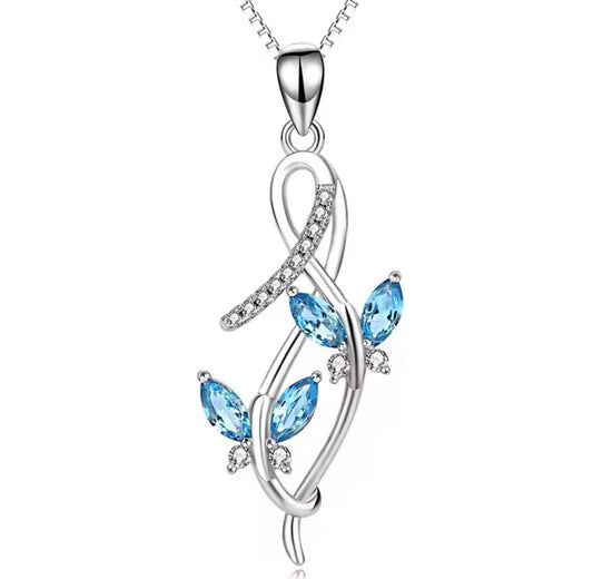 925 Sterling silver blue butterfly necklace