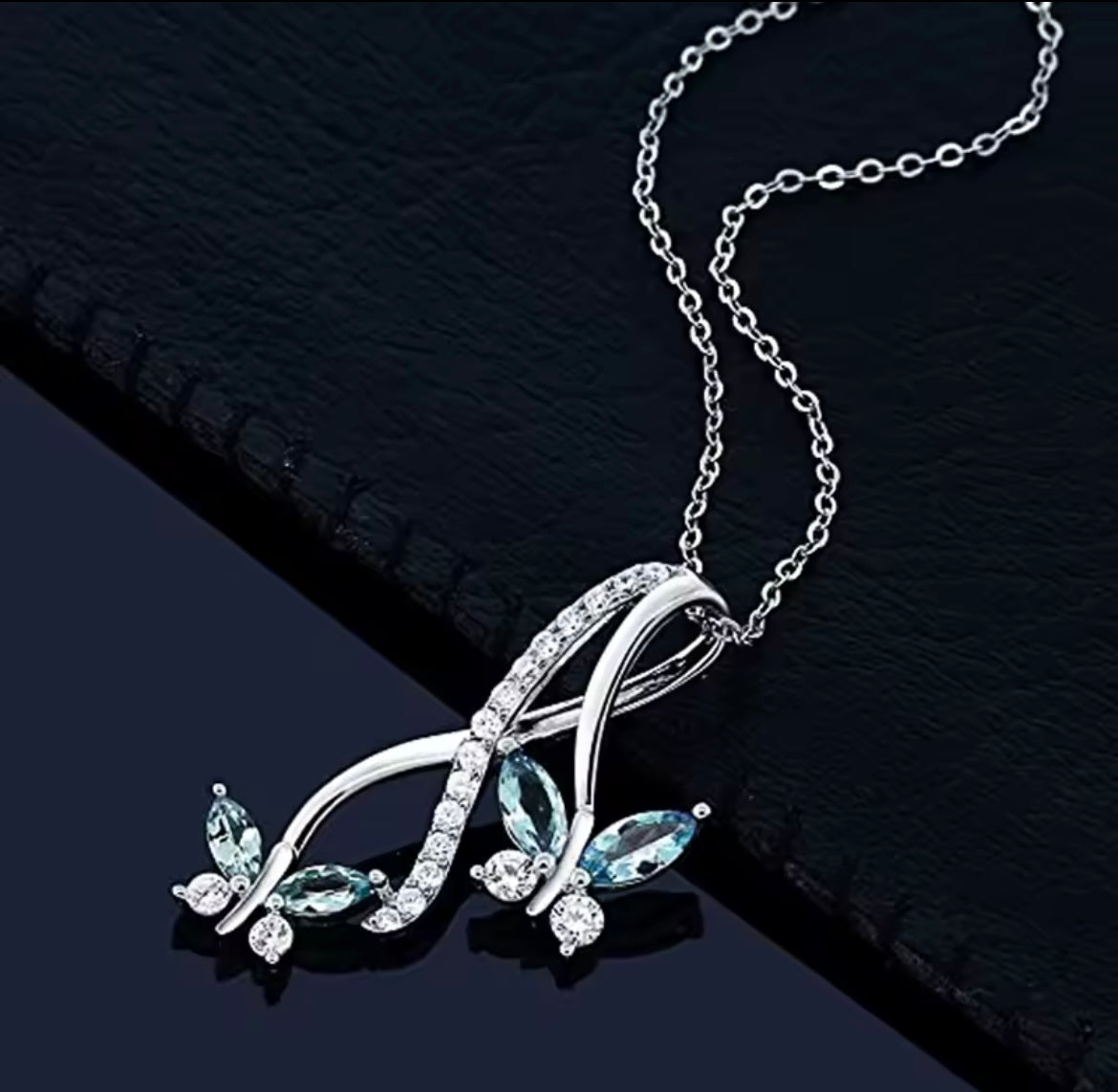 925 Sterling silver blue butterfly necklace