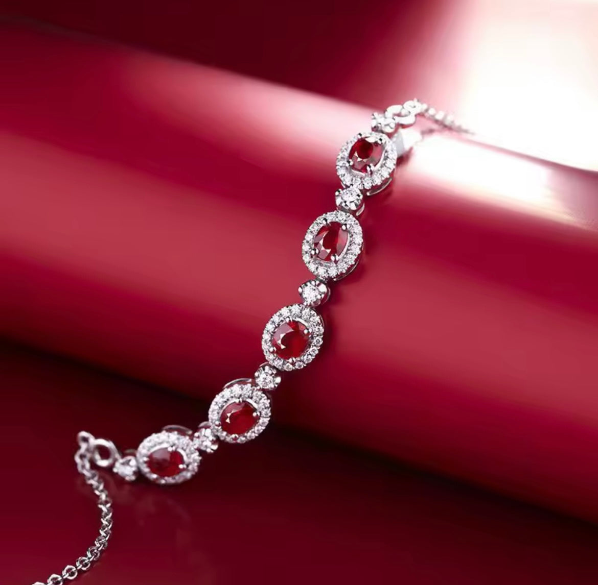 925 Sterling silver ruby studded bracelet