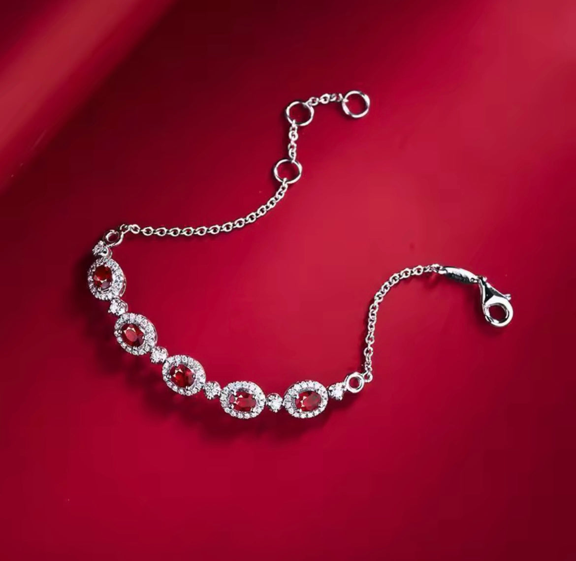 925 Sterling silver ruby studded bracelet