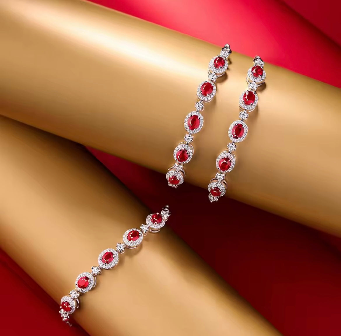 925 Sterling silver ruby studded bracelet