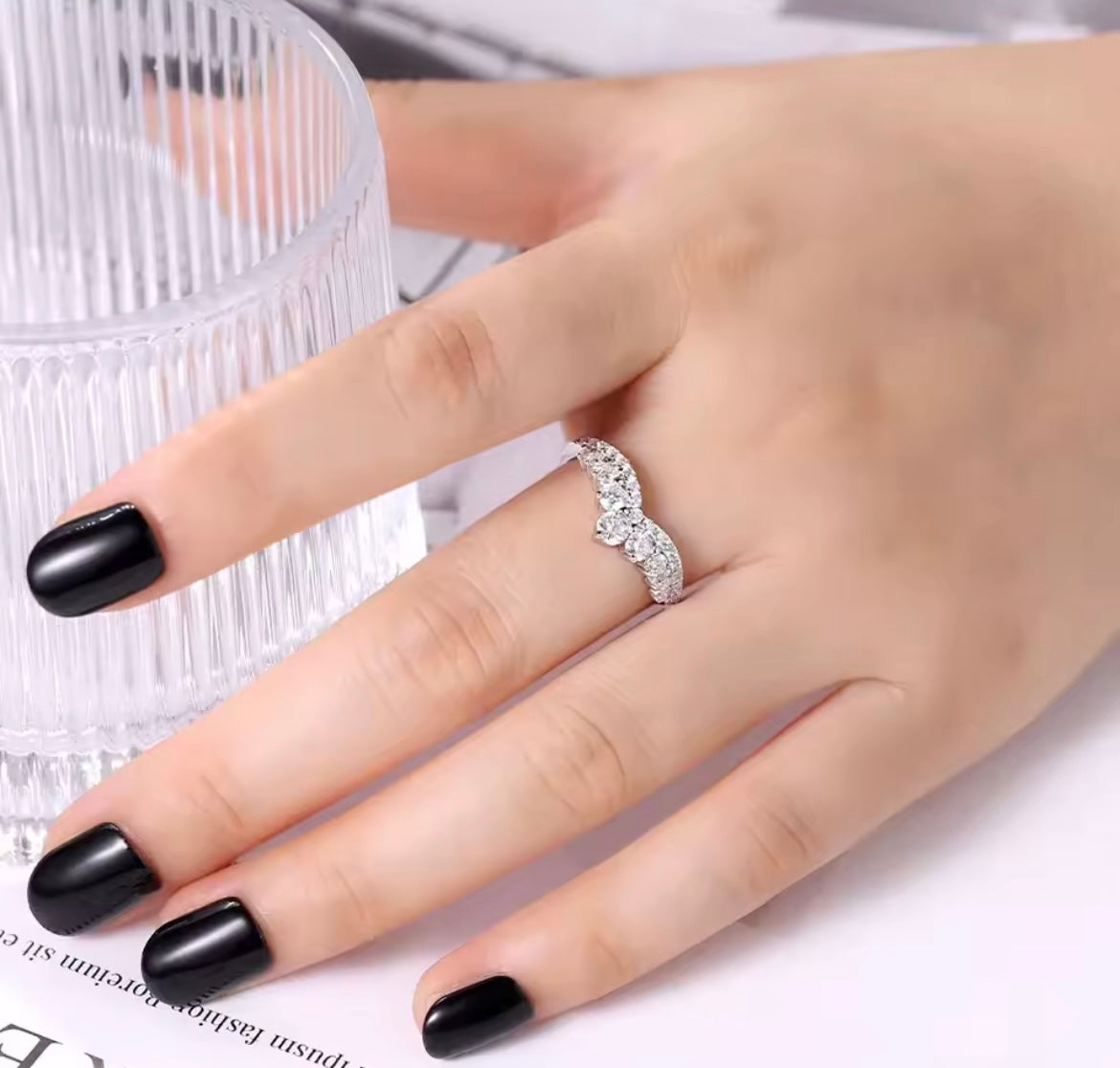 925 Sterling Silver Moissanite Crown Ring