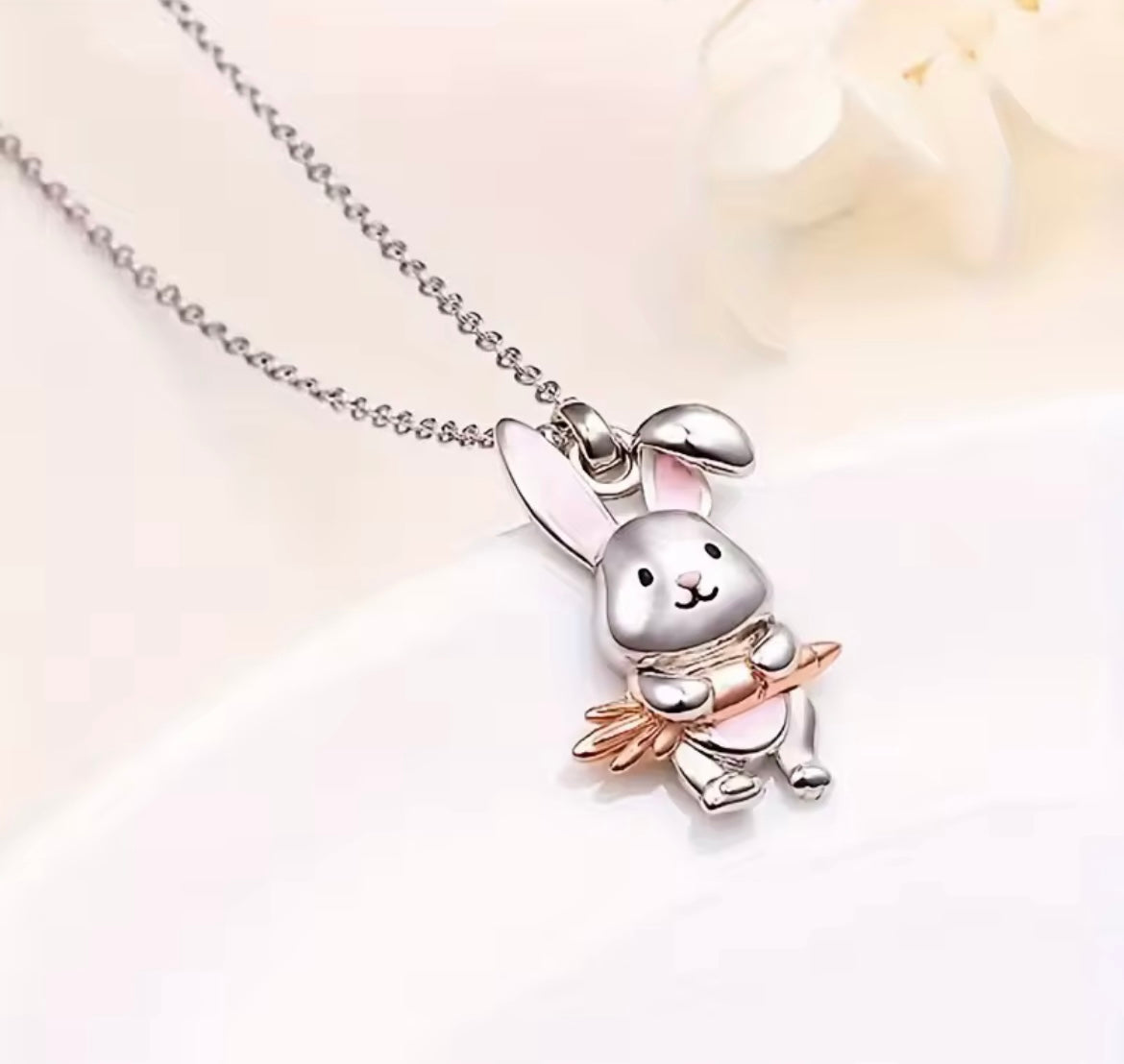 pink rabbit Easter pendant