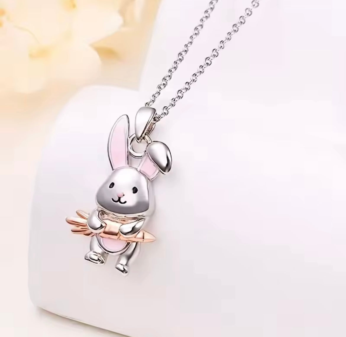 pink rabbit Easter pendant