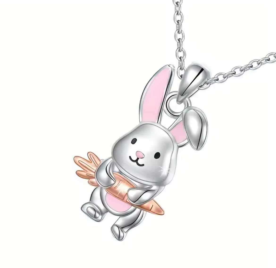 pink rabbit Easter pendant