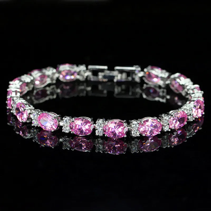 Tennis Chain Inlay Heart Shape Zircon Bracelets