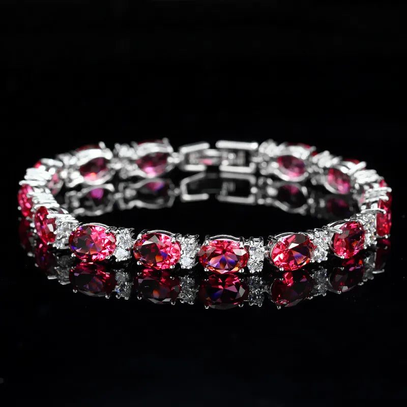 Tennis Chain Inlay Heart Shape Zircon Bracelets