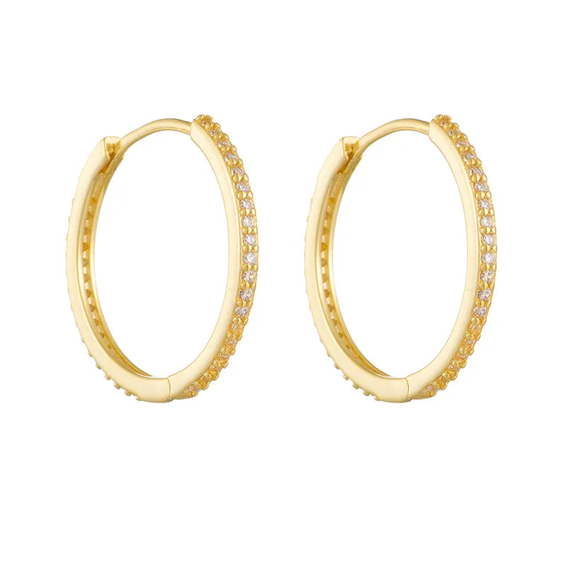 925 Sterling Silver Zircon Solid Color Hoop Earrings