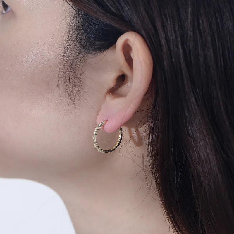 925 Sterling Silver Zircon Solid Color Hoop Earrings