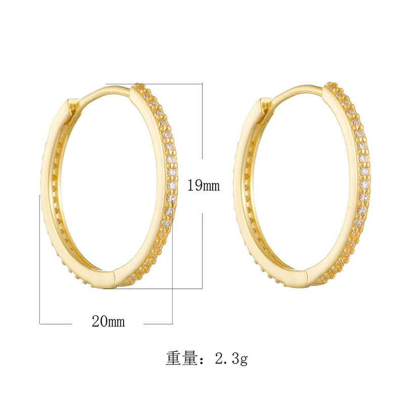925 Sterling Silver Zircon Solid Color Hoop Earrings