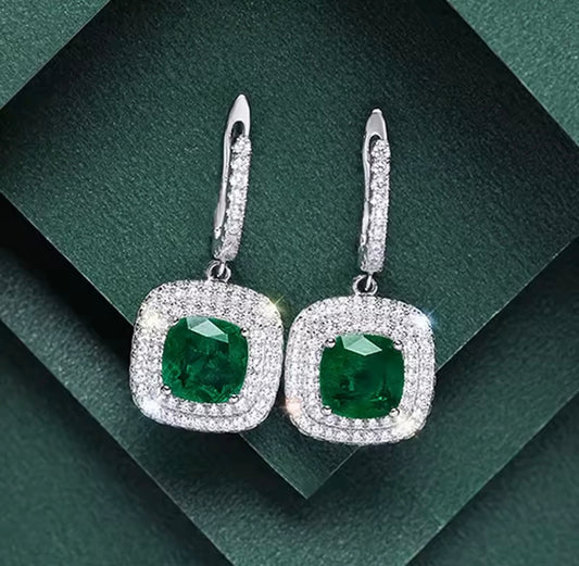 925 Sterling Silver Green Drop Earrings