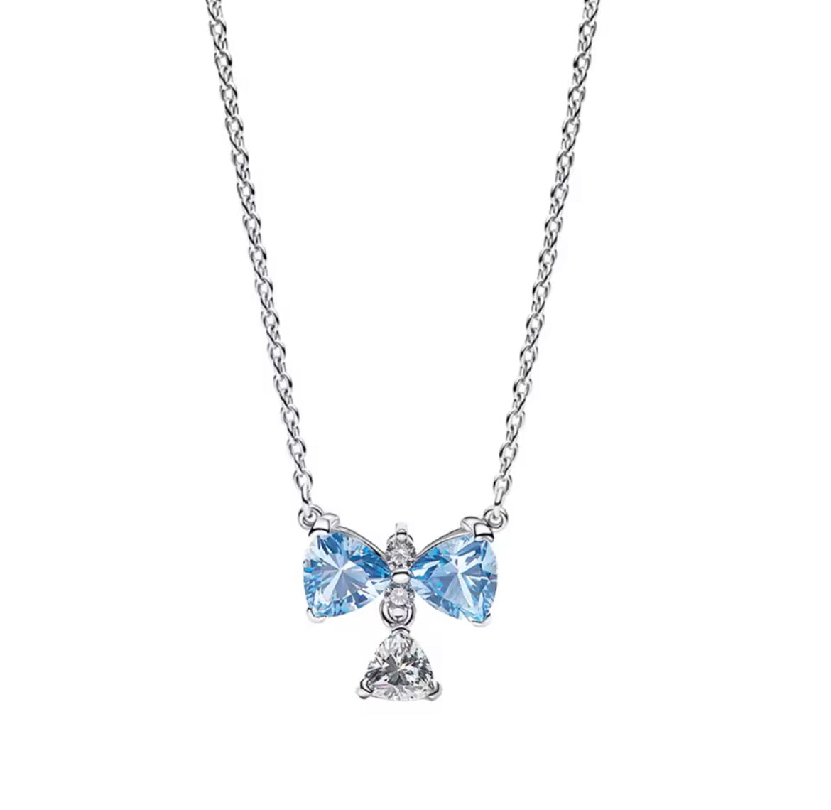 925 Sterling silver Blue Bow Necklace