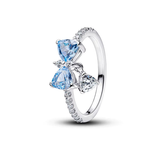 925 Sterling silver blue bow ring