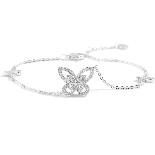 White gold plated butterfly bracelet