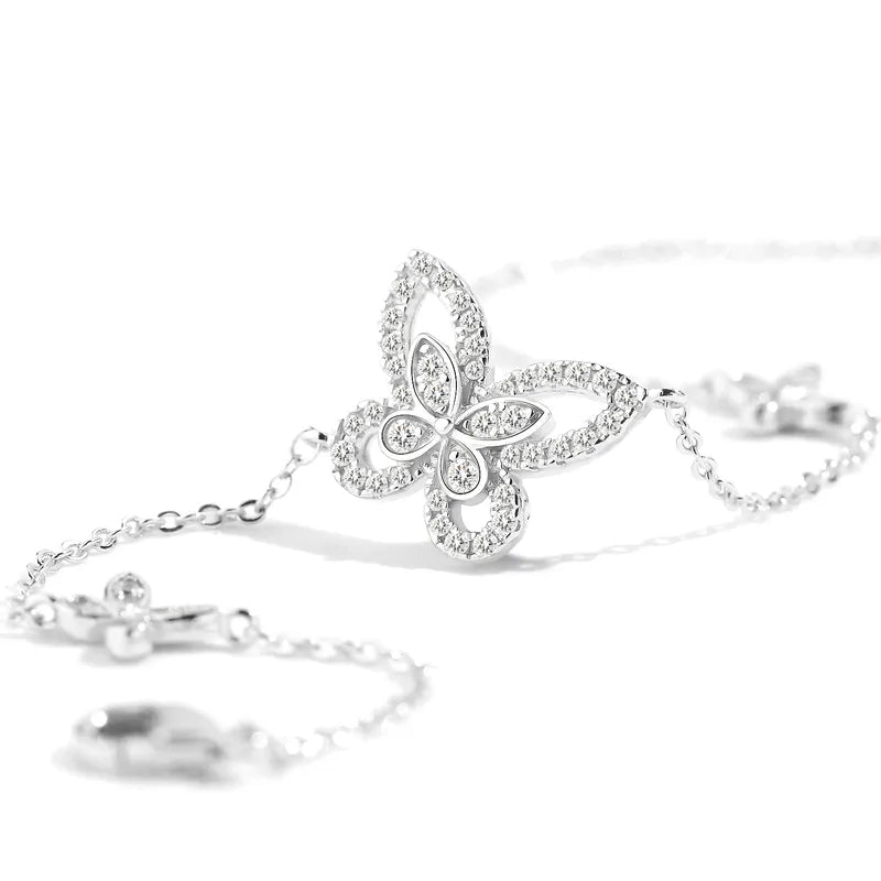 White gold plated butterfly bracelet