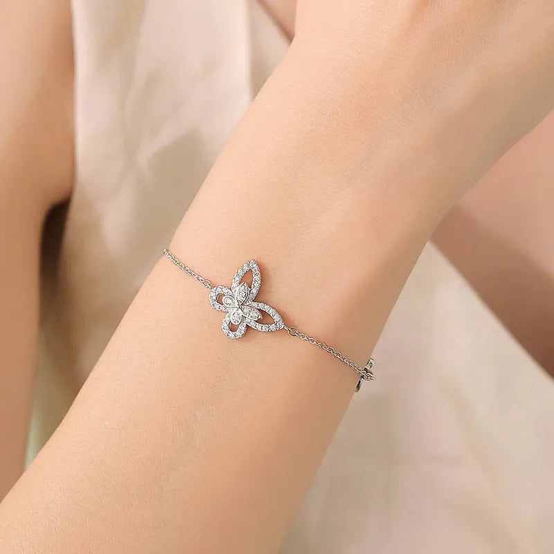 White gold plated butterfly bracelet
