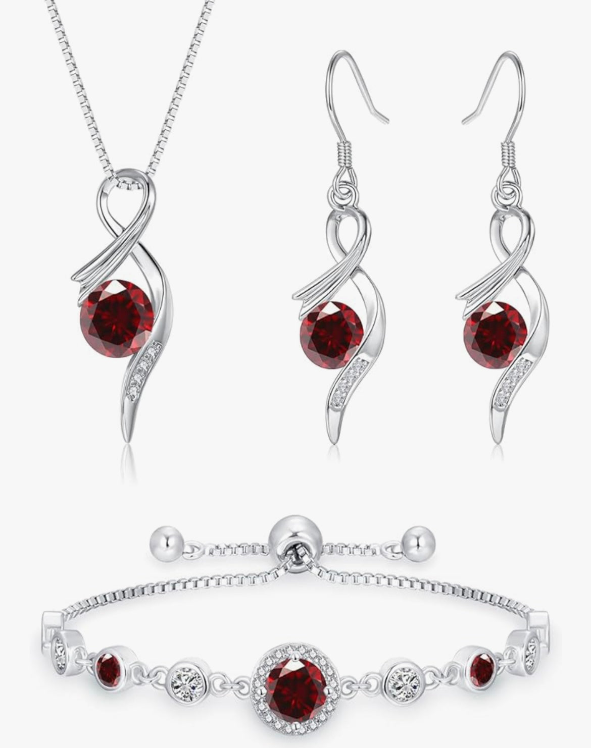 925 Sterling Silver Infinity drop Jewellery Set