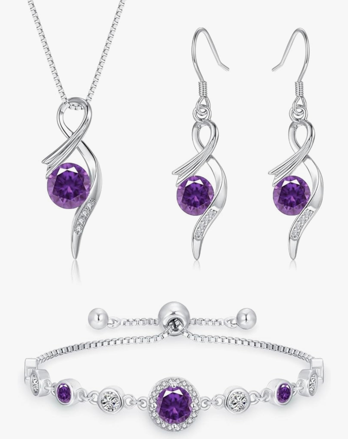 925 Sterling Silver Infinity drop Jewellery Set