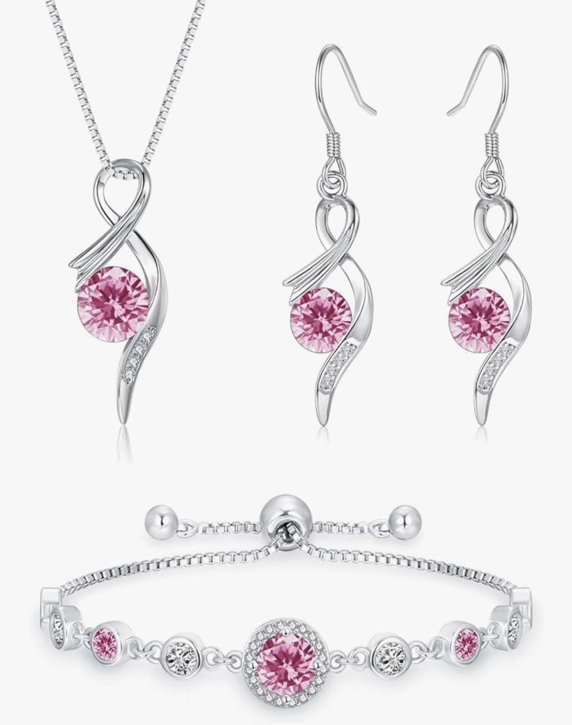 925 Sterling Silver Infinity drop Jewellery Set