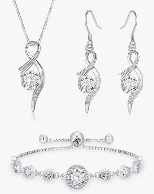 925 Sterling Silver Infinity drop Jewellery Set