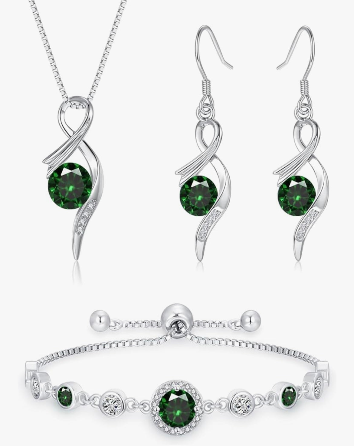 925 Sterling Silver Infinity drop Jewellery Set