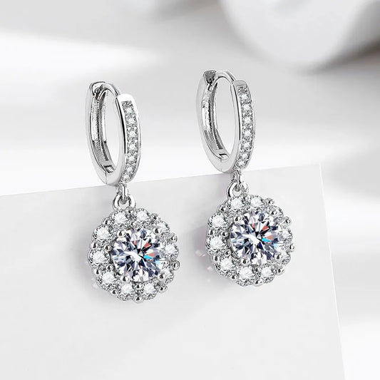 Flower Moissanite Drop Earrings
