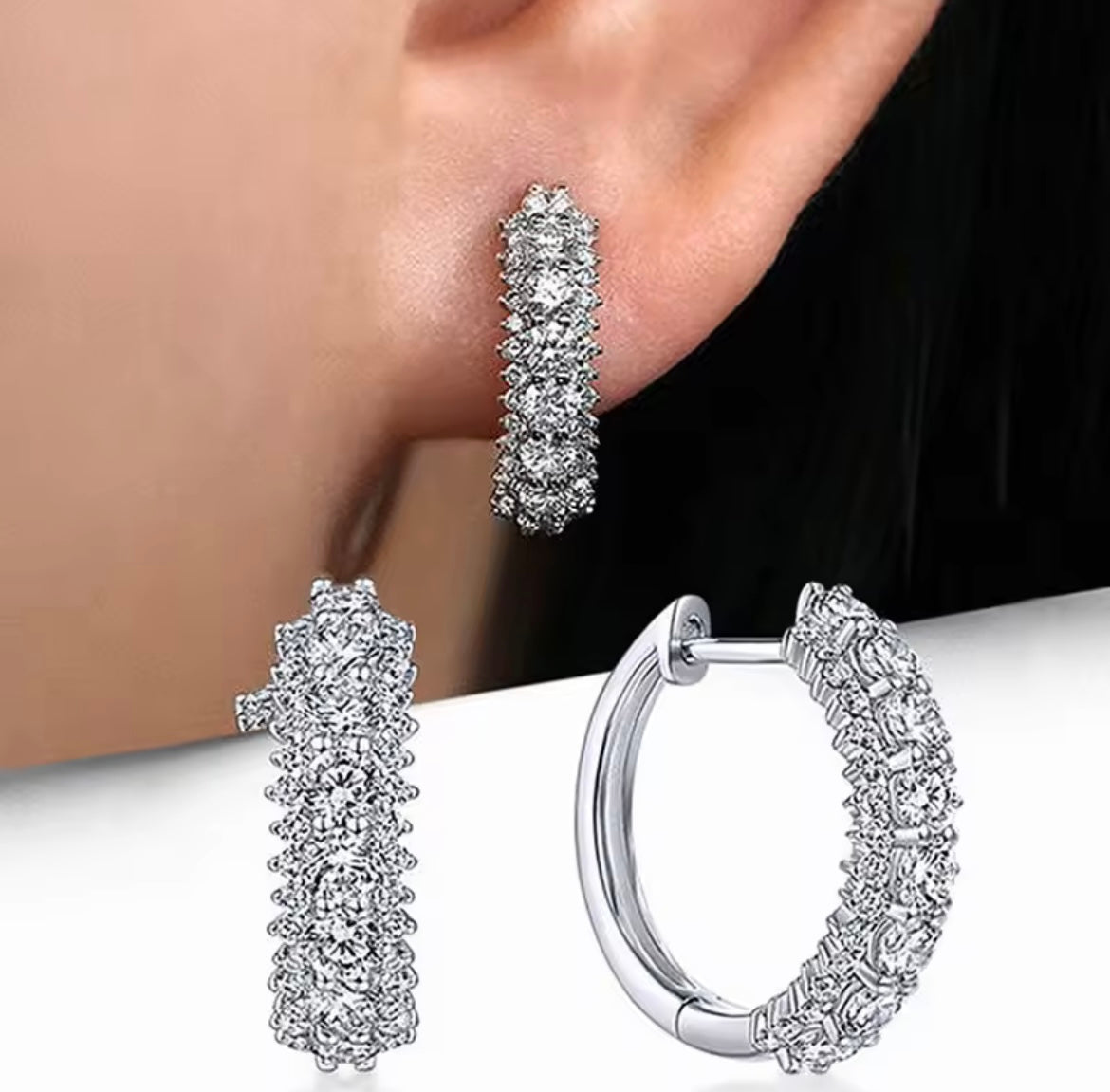 925 Sterling silver luxury hoop earrings
