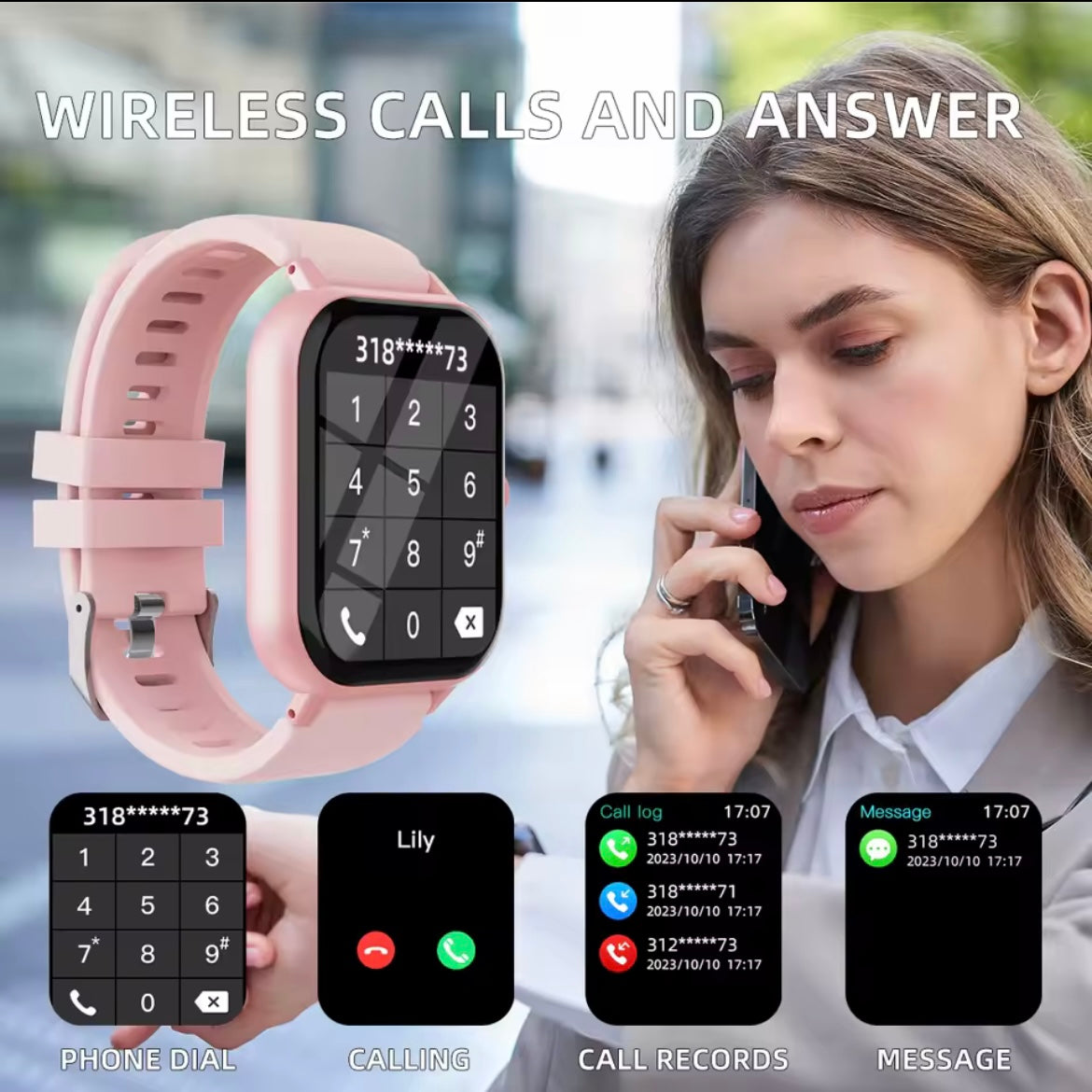 Bluetooth Call Smart Watch 1.99 Inch Full Touch Screen Sports Fitness Tracker for Android & iPhone