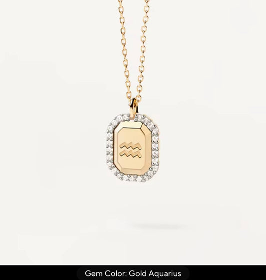 925 Sterling Silver, 18k Gold Zodiac Necklace