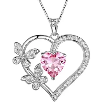 925 Sterling Silver Heart Butterfly Necklace